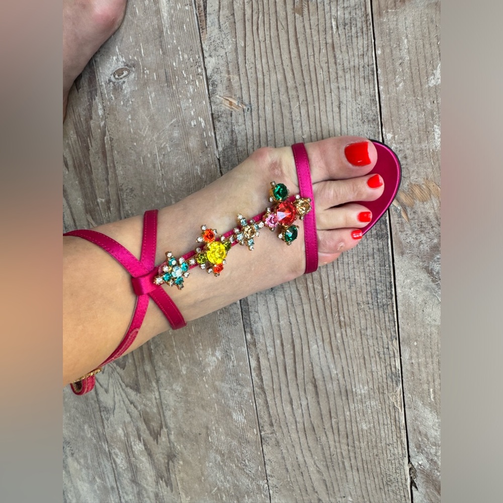 CHRISTIAN LACROIX SATIN JEWELED HEELS $1695